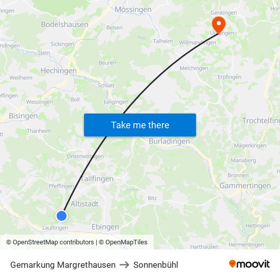 Gemarkung Margrethausen to Sonnenbühl map