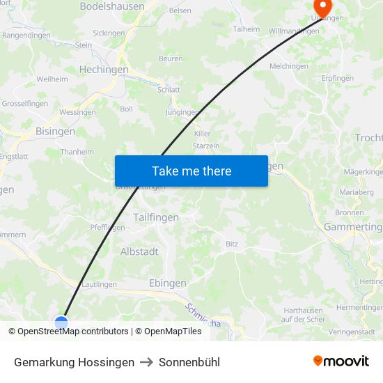 Gemarkung Hossingen to Sonnenbühl map