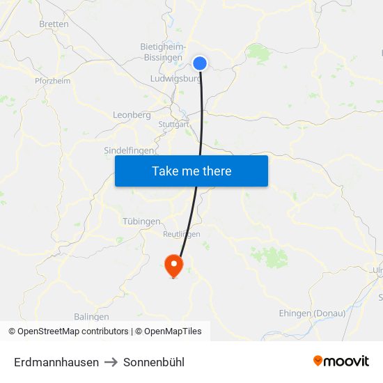 Erdmannhausen to Sonnenbühl map