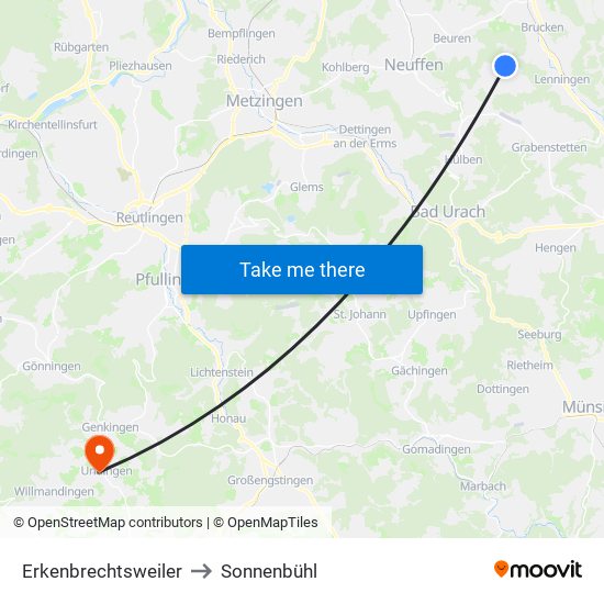 Erkenbrechtsweiler to Sonnenbühl map