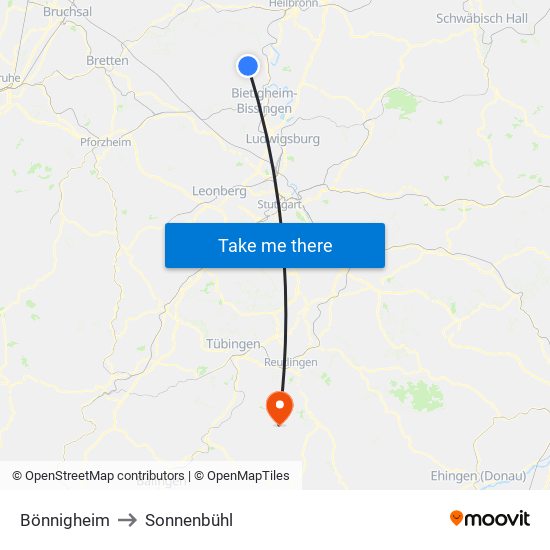 Bönnigheim to Sonnenbühl map