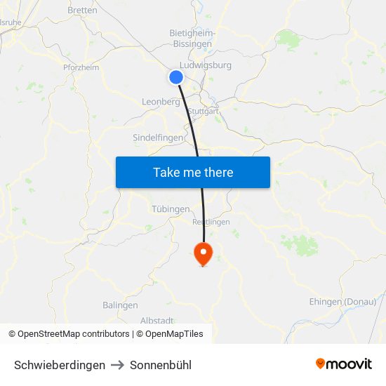 Schwieberdingen to Sonnenbühl map