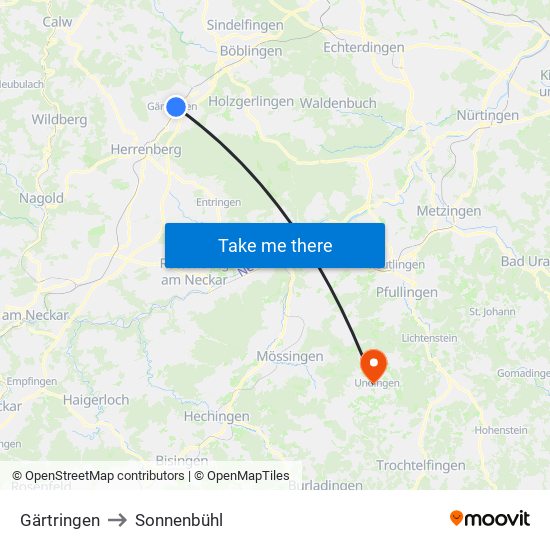 Gärtringen to Sonnenbühl map
