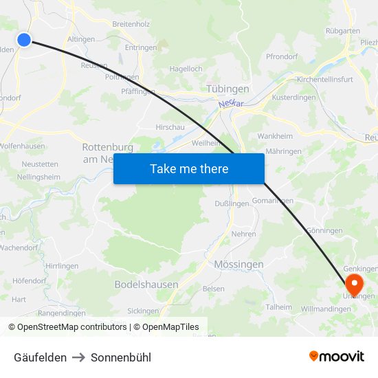 Gäufelden to Sonnenbühl map