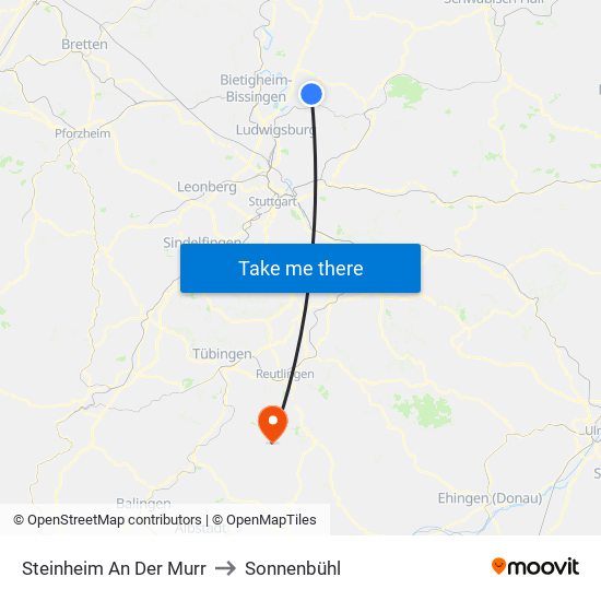 Steinheim An Der Murr to Sonnenbühl map