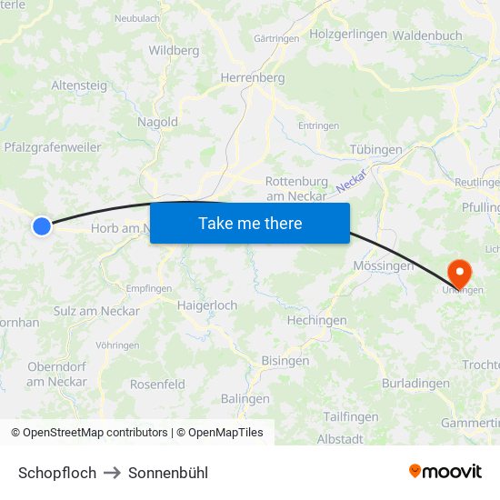 Schopfloch to Sonnenbühl map