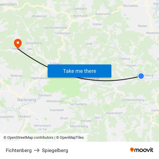 Fichtenberg to Spiegelberg map