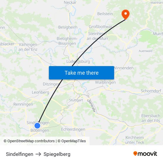 Sindelfingen to Spiegelberg map