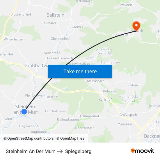 Steinheim An Der Murr to Spiegelberg map