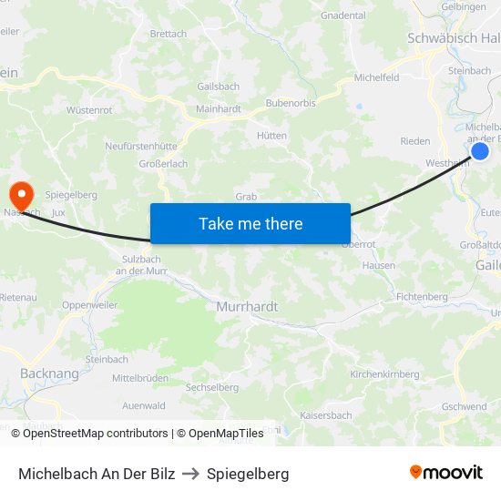 Michelbach An Der Bilz to Spiegelberg map