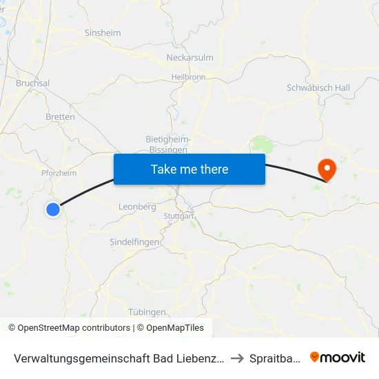 Verwaltungsgemeinschaft Bad Liebenzell to Spraitbach map