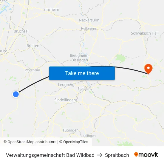 Verwaltungsgemeinschaft Bad Wildbad to Spraitbach map