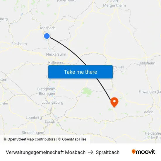 Verwaltungsgemeinschaft Mosbach to Spraitbach map