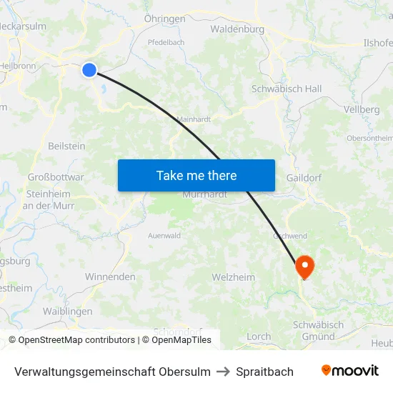 Verwaltungsgemeinschaft Obersulm to Spraitbach map