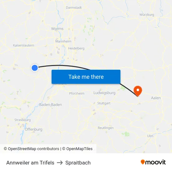 Annweiler am Trifels to Spraitbach map