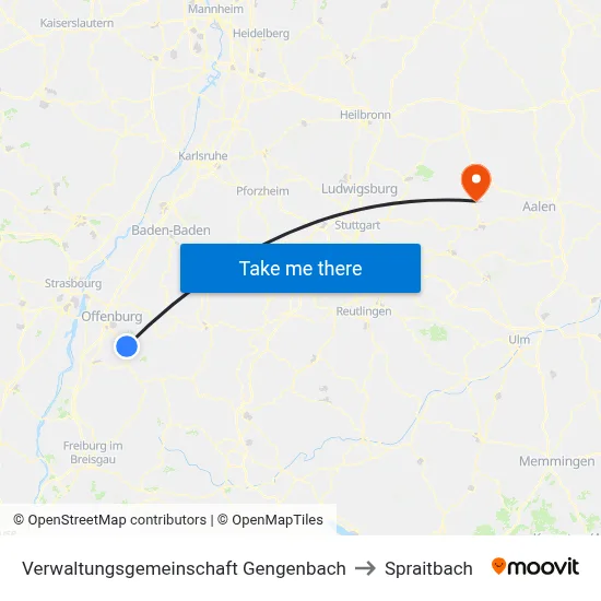 Verwaltungsgemeinschaft Gengenbach to Spraitbach map