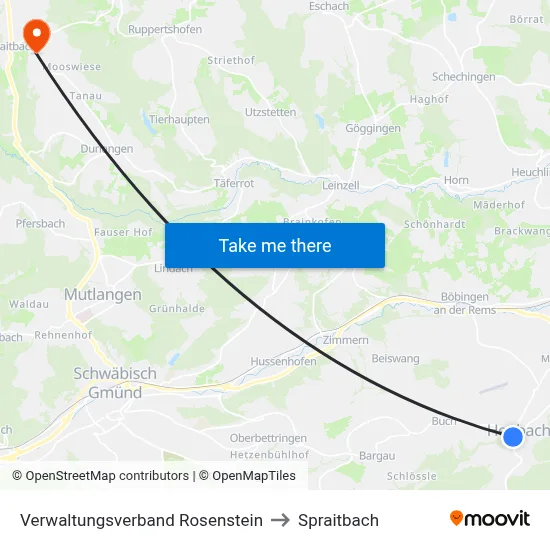 Verwaltungsverband Rosenstein to Spraitbach map