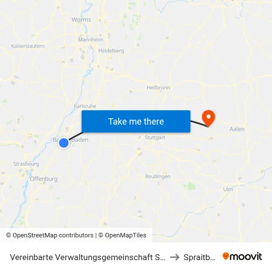 Vereinbarte Verwaltungsgemeinschaft Sinzheim to Spraitbach map