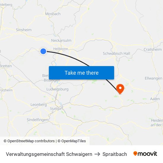 Verwaltungsgemeinschaft Schwaigern to Spraitbach map
