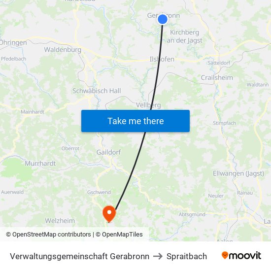 Verwaltungsgemeinschaft Gerabronn to Spraitbach map