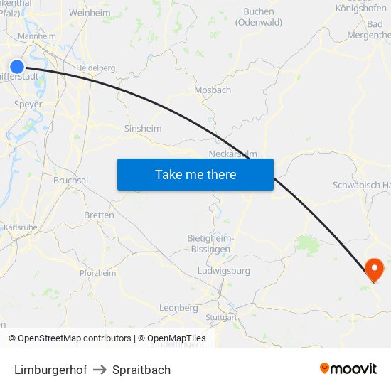 Limburgerhof to Spraitbach map