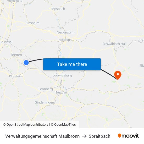 Verwaltungsgemeinschaft Maulbronn to Spraitbach map