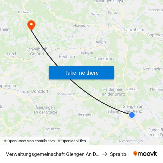 Verwaltungsgemeinschaft Giengen An Der Brenz to Spraitbach map