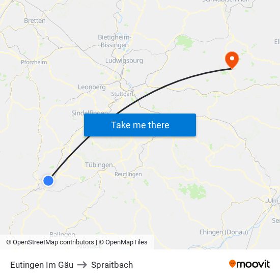 Eutingen Im Gäu to Spraitbach map