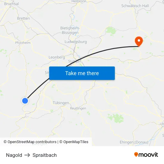 Nagold to Spraitbach map