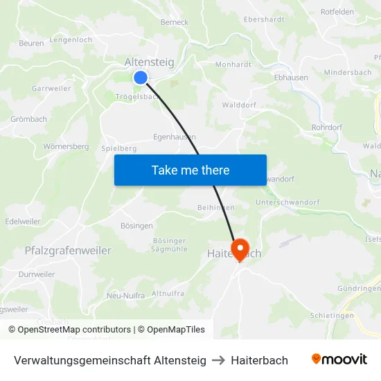Verwaltungsgemeinschaft Altensteig to Haiterbach map