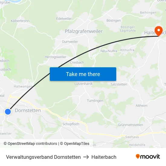 Verwaltungsverband Dornstetten to Haiterbach map
