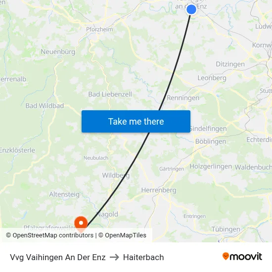 Vvg Vaihingen An Der Enz to Haiterbach map