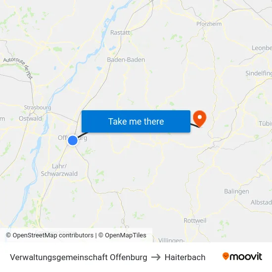 Verwaltungsgemeinschaft Offenburg to Haiterbach map