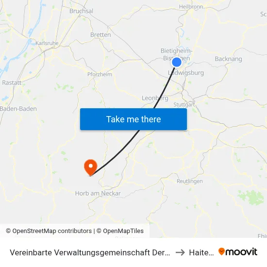 Vereinbarte Verwaltungsgemeinschaft Der Stadt Bietigheim-Bissingen to Haiterbach map
