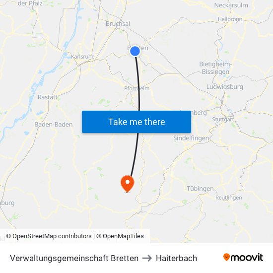 Verwaltungsgemeinschaft Bretten to Haiterbach map