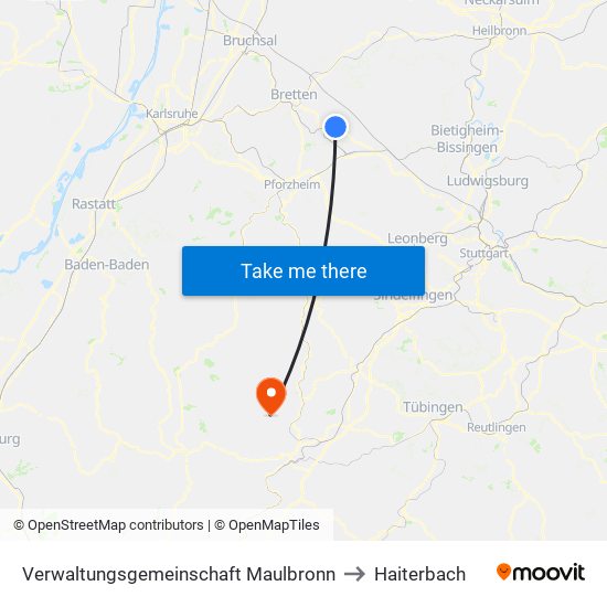 Verwaltungsgemeinschaft Maulbronn to Haiterbach map