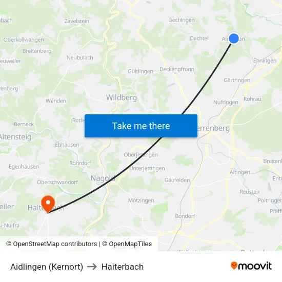Aidlingen (Kernort) to Haiterbach map