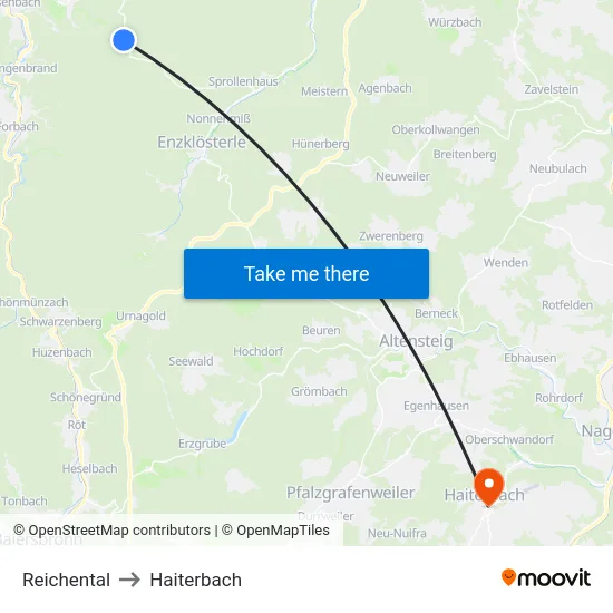 Reichental to Haiterbach map