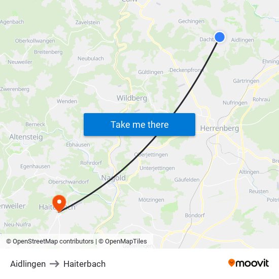 Aidlingen to Haiterbach map