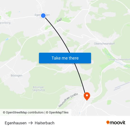 Egenhausen to Haiterbach map