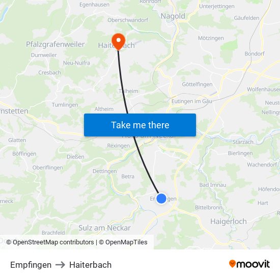 Empfingen to Haiterbach map