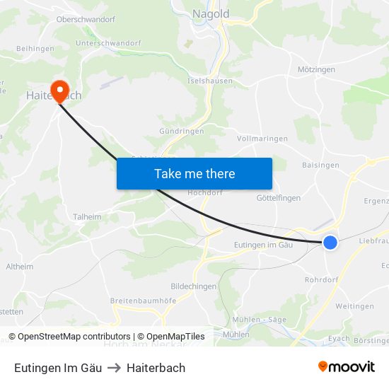 Eutingen Im Gäu to Haiterbach map
