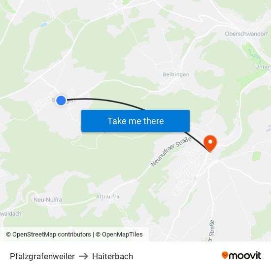 Pfalzgrafenweiler to Haiterbach map