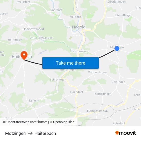 Mötzingen to Haiterbach map
