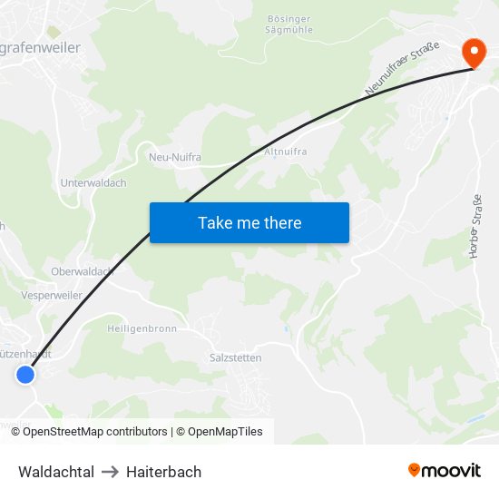 Waldachtal to Haiterbach map