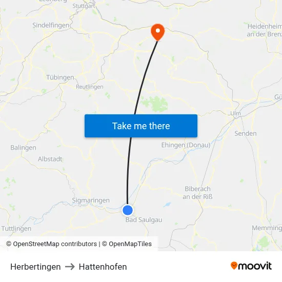 Herbertingen to Hattenhofen map