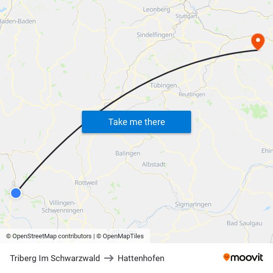 Triberg Im Schwarzwald to Hattenhofen map