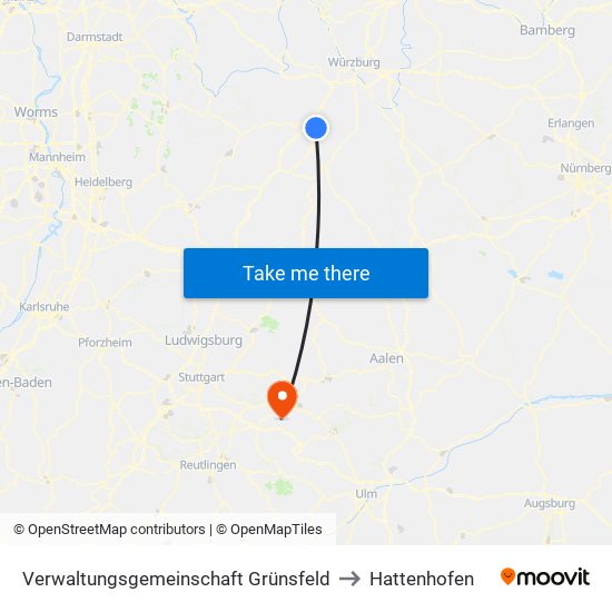 Verwaltungsgemeinschaft Grünsfeld to Hattenhofen map