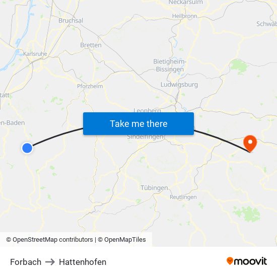 Forbach to Hattenhofen map
