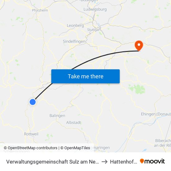 Verwaltungsgemeinschaft Sulz am Neckar to Hattenhofen map